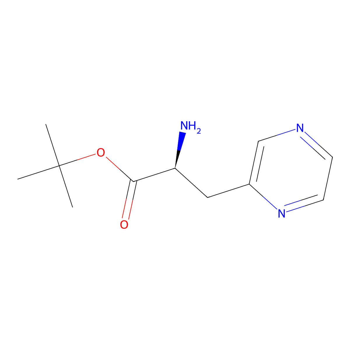 tert-butyl (2S)-2-amino-3-(pyrazin-2-yl)propanoate molecular structure, CAS 2145025-57-4