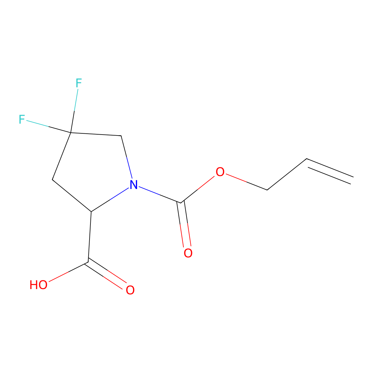 (2S)-4,4-difluoro-1-[(prop-2-en-1-yloxy)carbonyl]pyrrolidine-2-carboxylic acid molecular structure, CAS 2145036-21-9