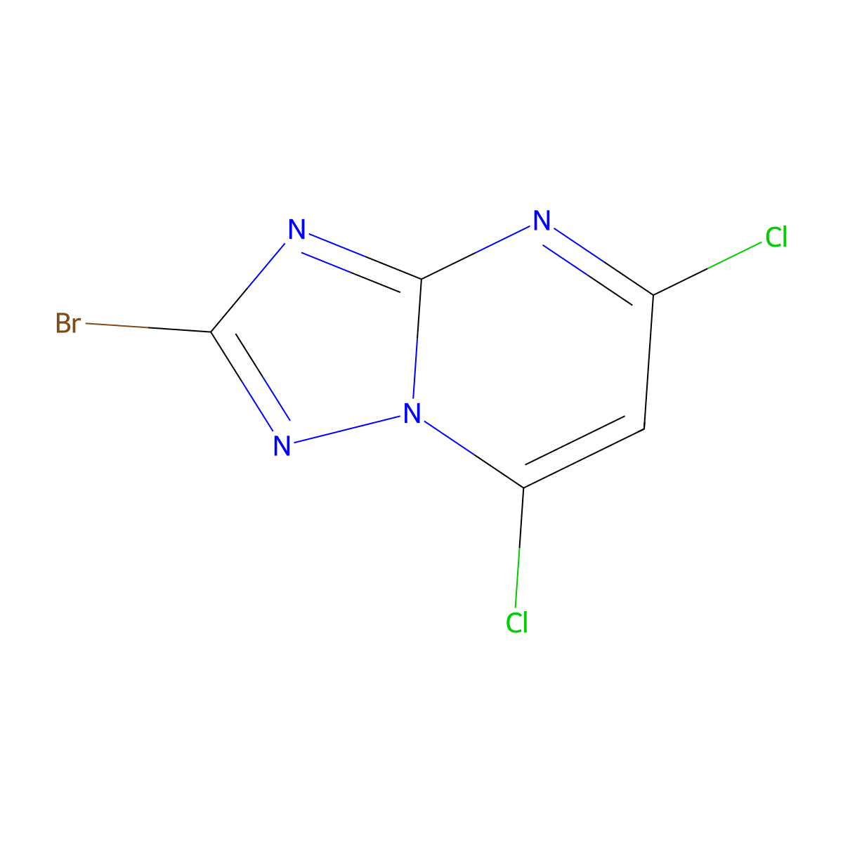 2-Bromo-5,7-dichloro[1,2,4]triazolo[1,5-a]pyrimidine molecular structure, CAS 2145074-54-8
