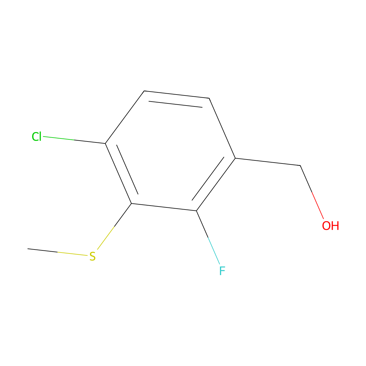 [4-Chloro-2-fluoro-3-(methylsulfanyl)phenyl]methanol molecular structure, CAS 2145093-82-7