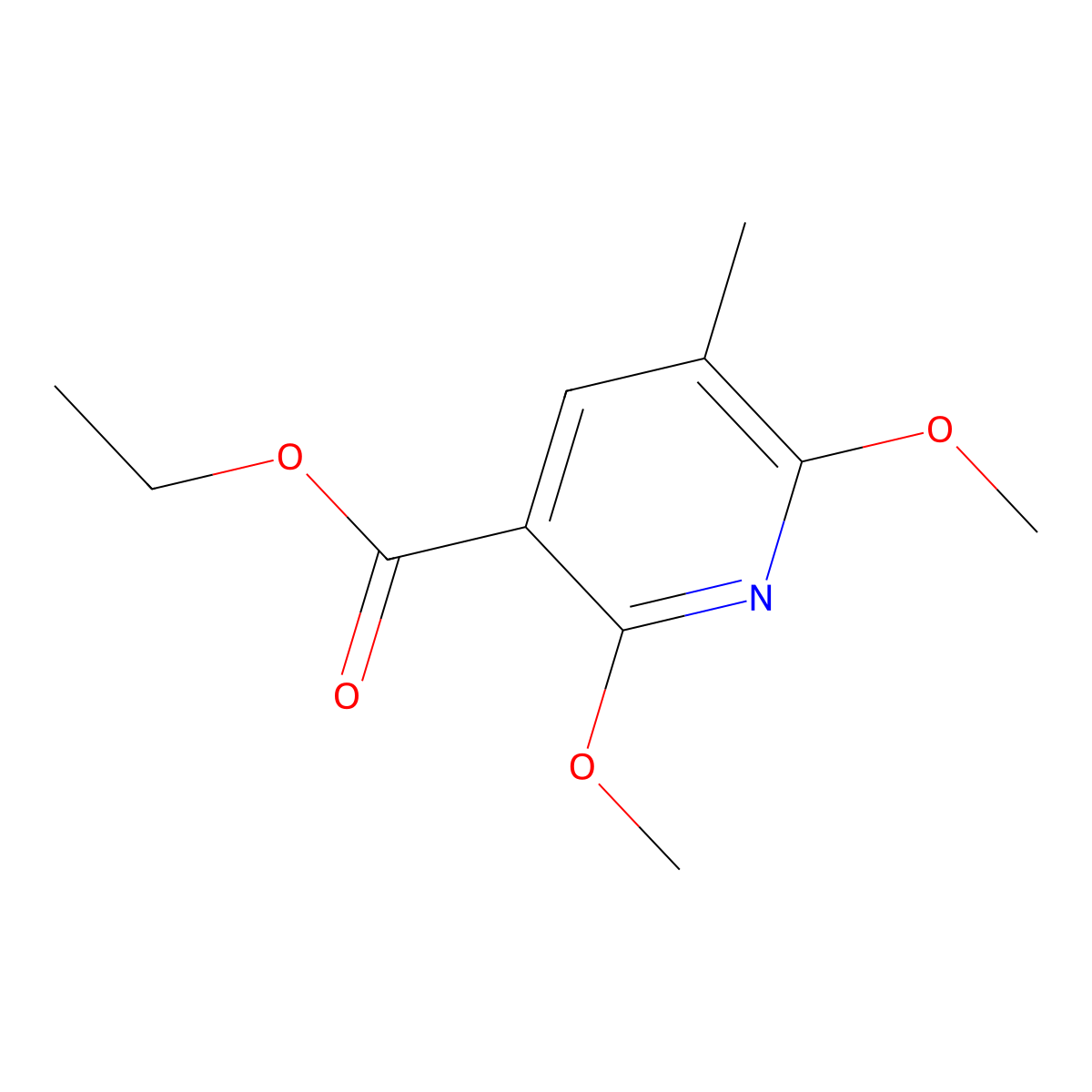 Ethyl 2,6-dimethoxy-5-methylpyridine-3-carboxylate molecular structure, CAS 2145093-83-8