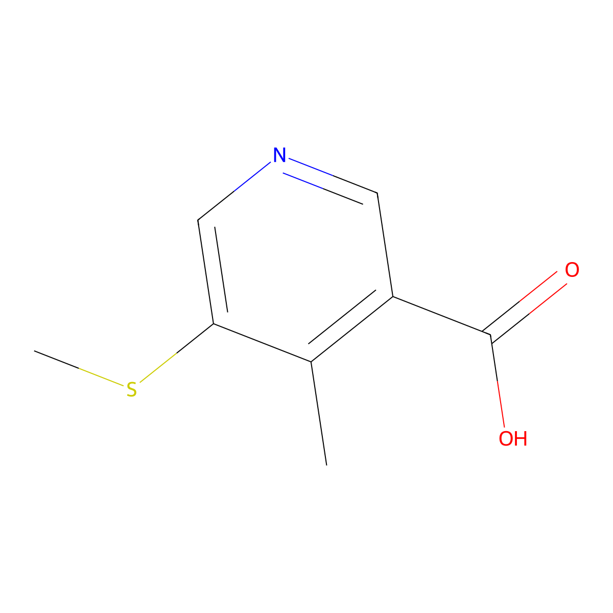 4-Methyl-5-(methylsulfanyl)pyridine-3-carboxylic acid molecular structure, CAS 2145093-85-0