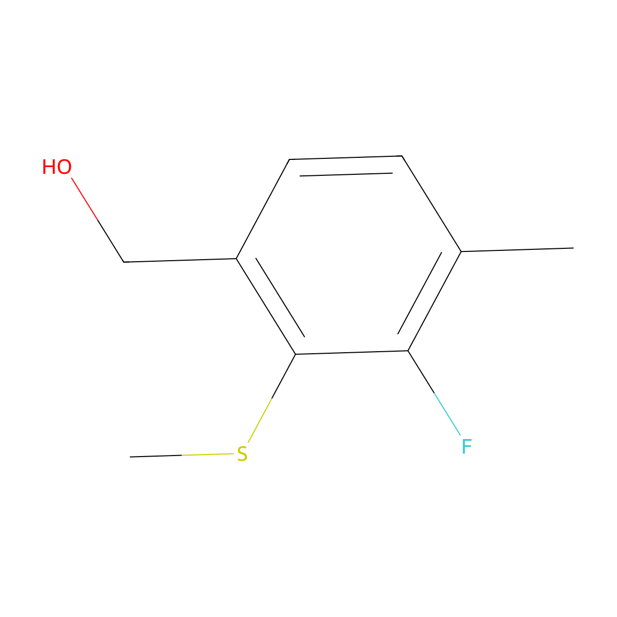[3-Fluoro-4-methyl-2-(methylsulfanyl)phenyl]methanol molecular structure, CAS 2145093-92-9