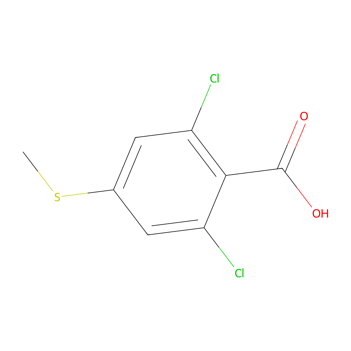 2,6-Dichloro-4-(methylsulfanyl)benzoic acid molecular structure, CAS 2145093-98-5