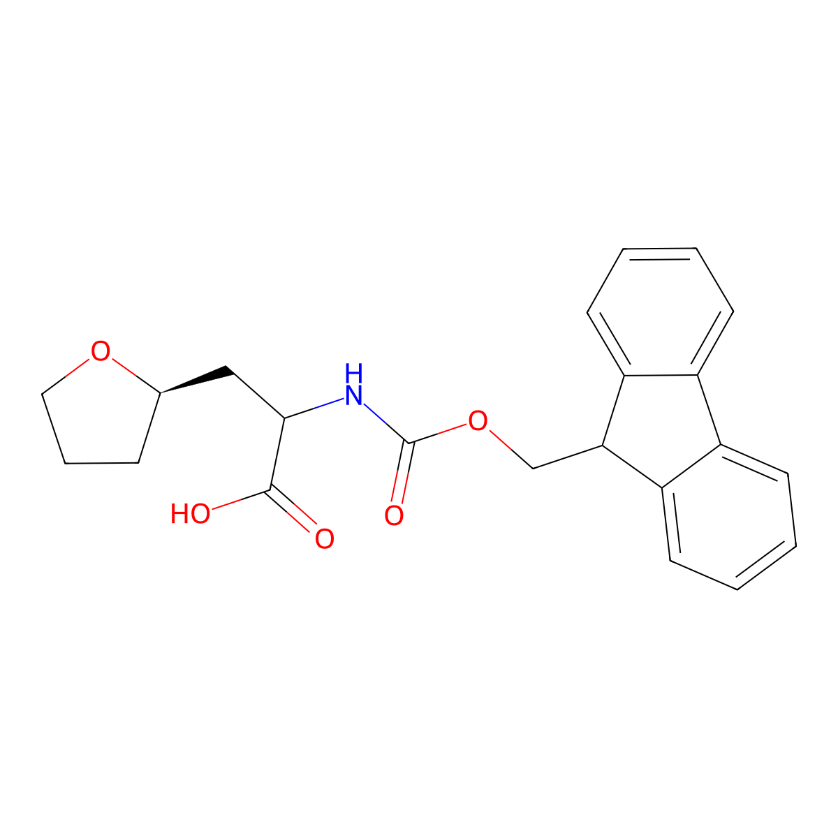 2-({[(9H-fluoren-9-yl)methoxy]carbonyl}amino)-3-[(2R)-oxolan-2-yl]propanoic acid molecular structure, CAS 2145097-27-2