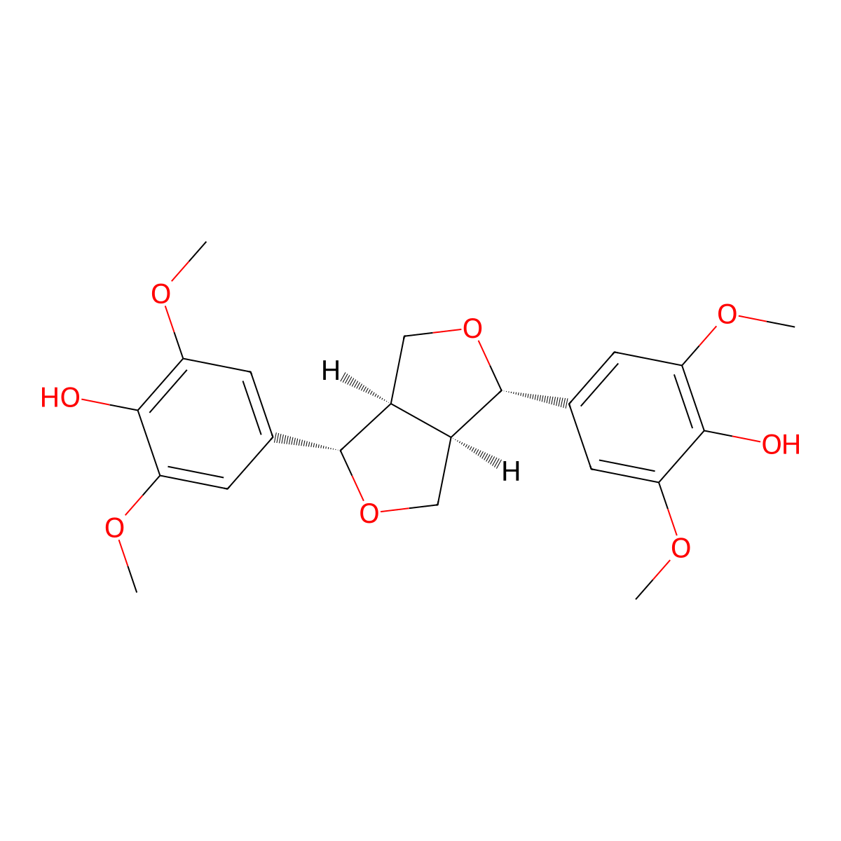 Syringaresinol, (+)- molecular structure, CAS 21453-69-0