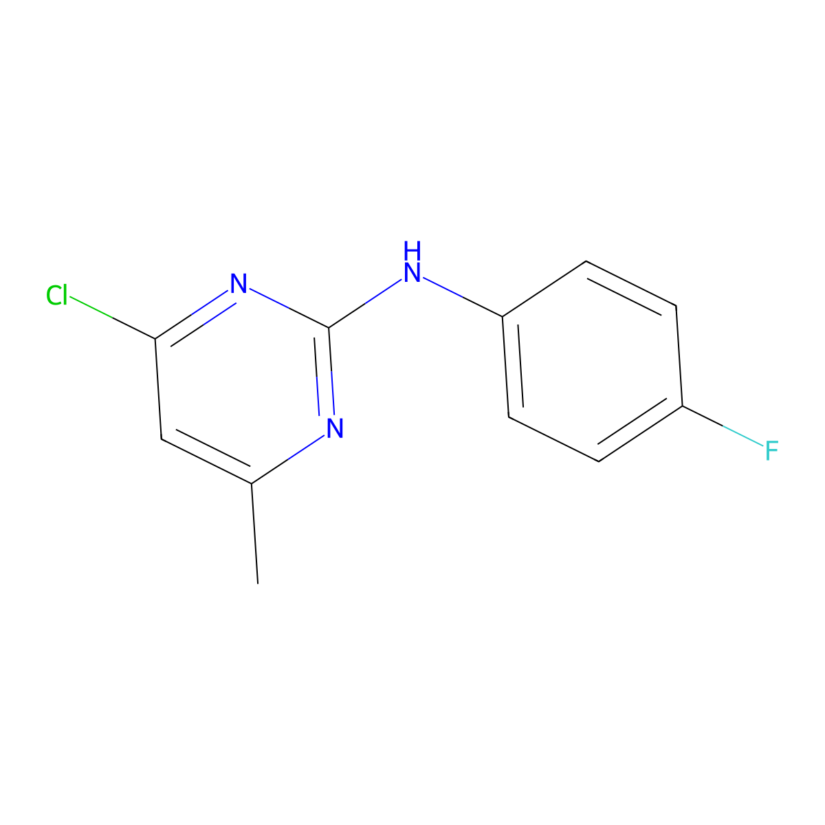 4-chloro-N-(4-fluorophenyl)-6-methylpyrimidin-2-amine molecular structure, CAS 214535-63-4