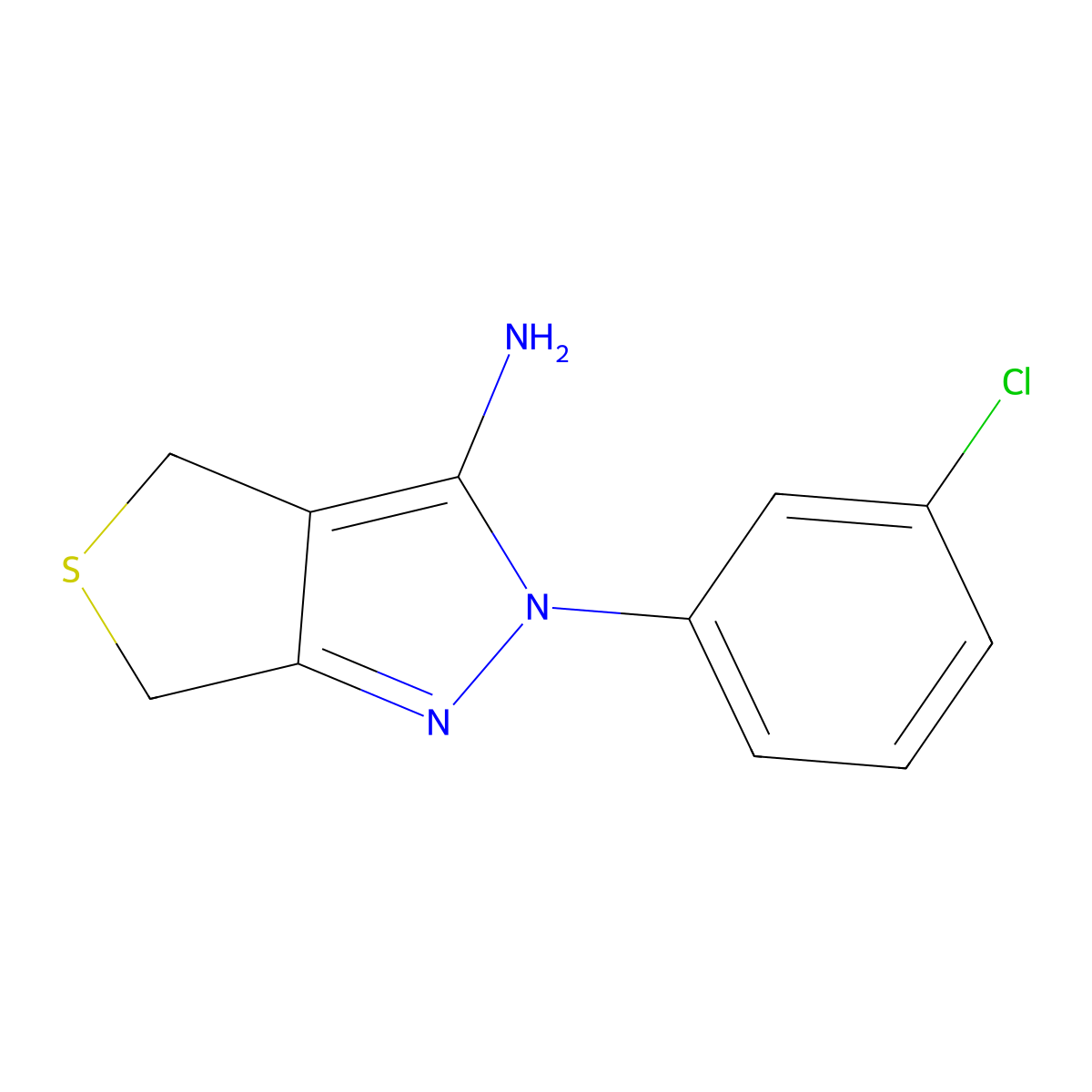 2-(3-chlorophenyl)-2H,4H,6H-thieno(3,4-c)pyrazol-3-amine molecular structure, CAS 214542-51-5