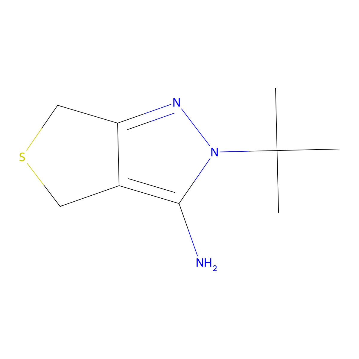 2-tert-Butyl-2,6-dihydro-4H-thieno[3,4-c]pyrazol-3-ylamine molecular structure, CAS 214542-59-3