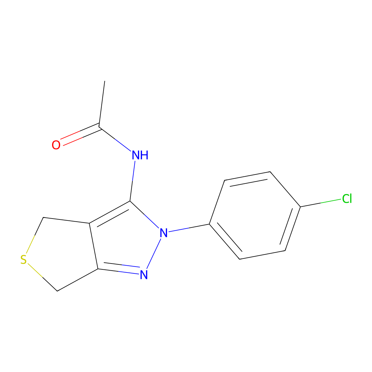 N-[2-(4-chlorophenyl)-4,6-dihydrothieno[3,4-c]pyrazol-3-yl]acetamide molecular structure, CAS 214542-62-8