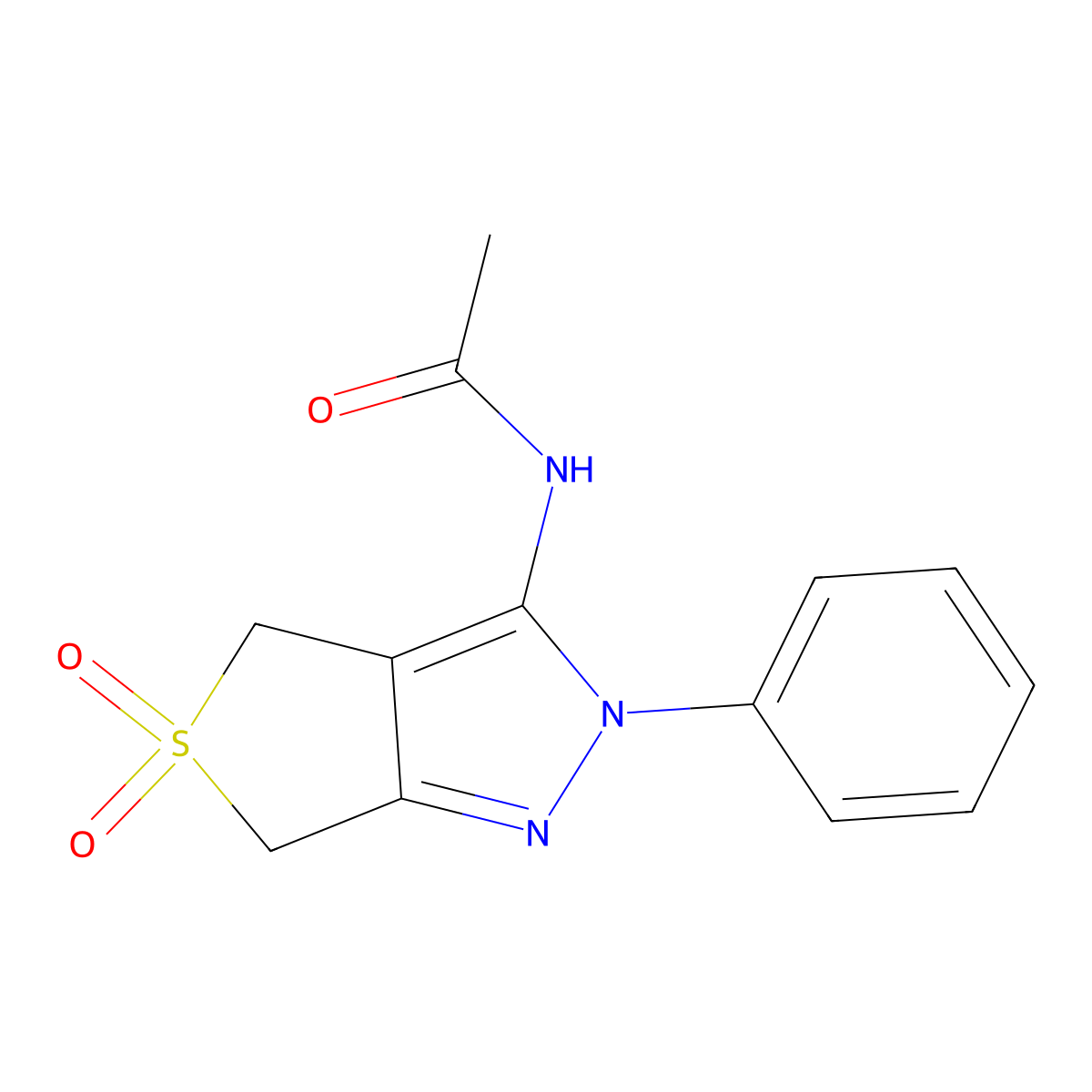 N-(5,5-dioxo-2-phenyl-4,6-dihydrothieno[3,4-c]pyrazol-3-yl)acetamide molecular structure, CAS 214542-64-0