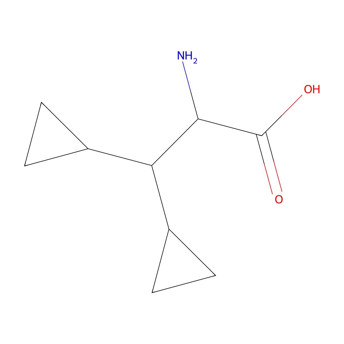 2-Amino-3,3-dicyclopropylpropanoic acid molecular structure, CAS 2145444-31-9