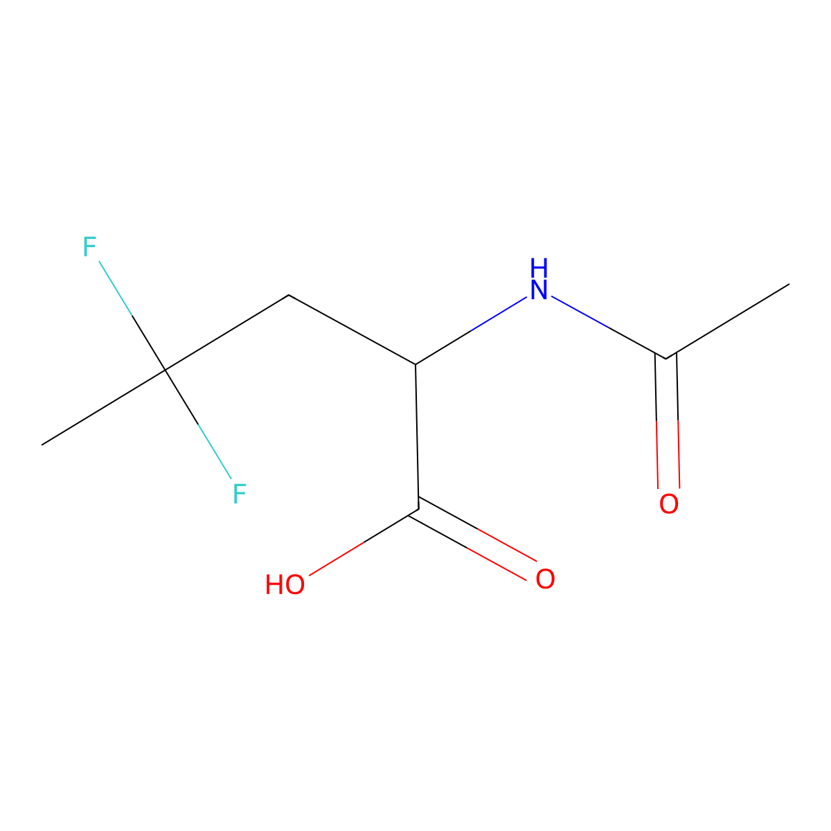 2-Acetamido-4,4-difluoropentanoic acid molecular structure, CAS 2145445-95-8
