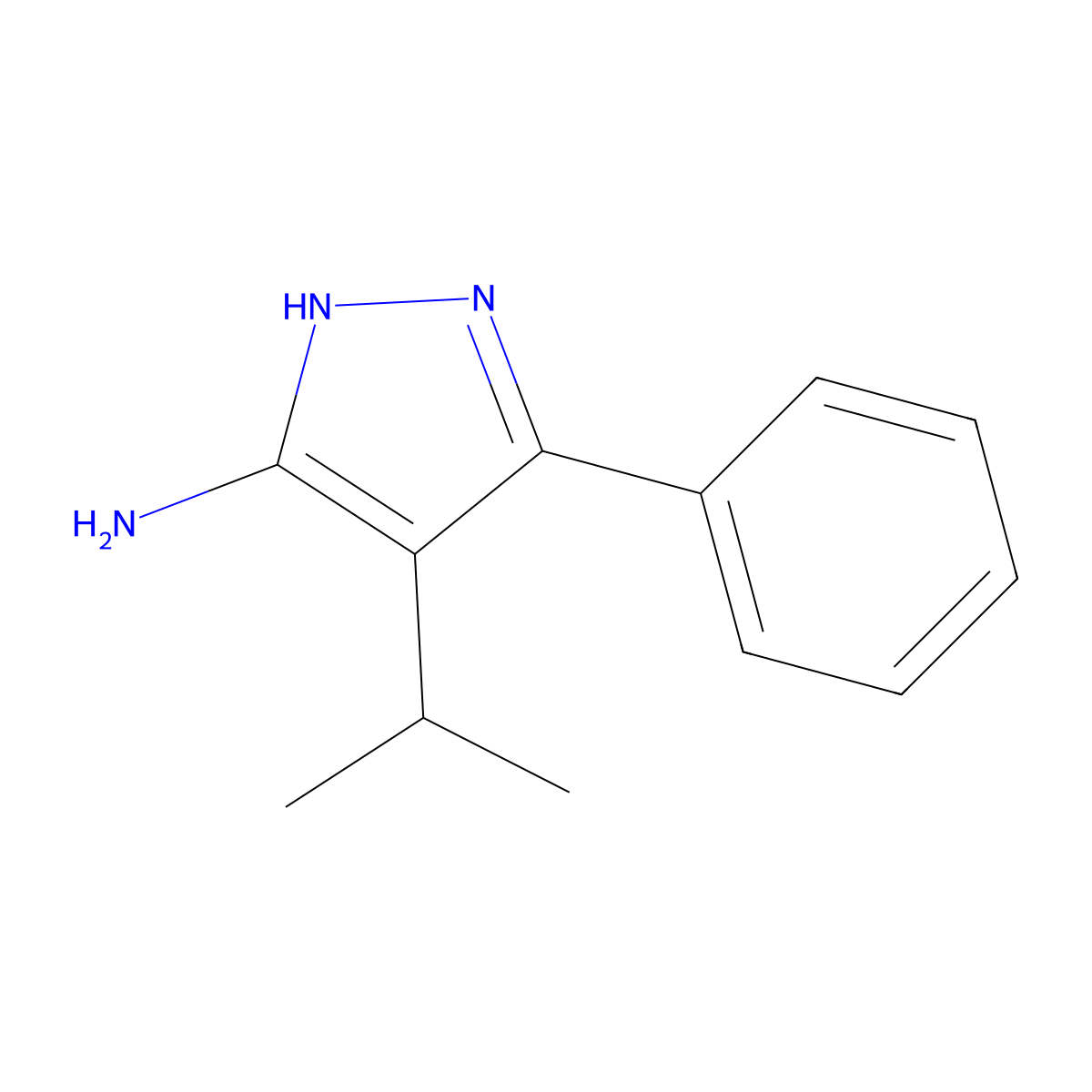 3-phenyl-4-(propan-2-yl)-1H-pyrazol-5-amine molecular structure, CAS 2145474-02-6