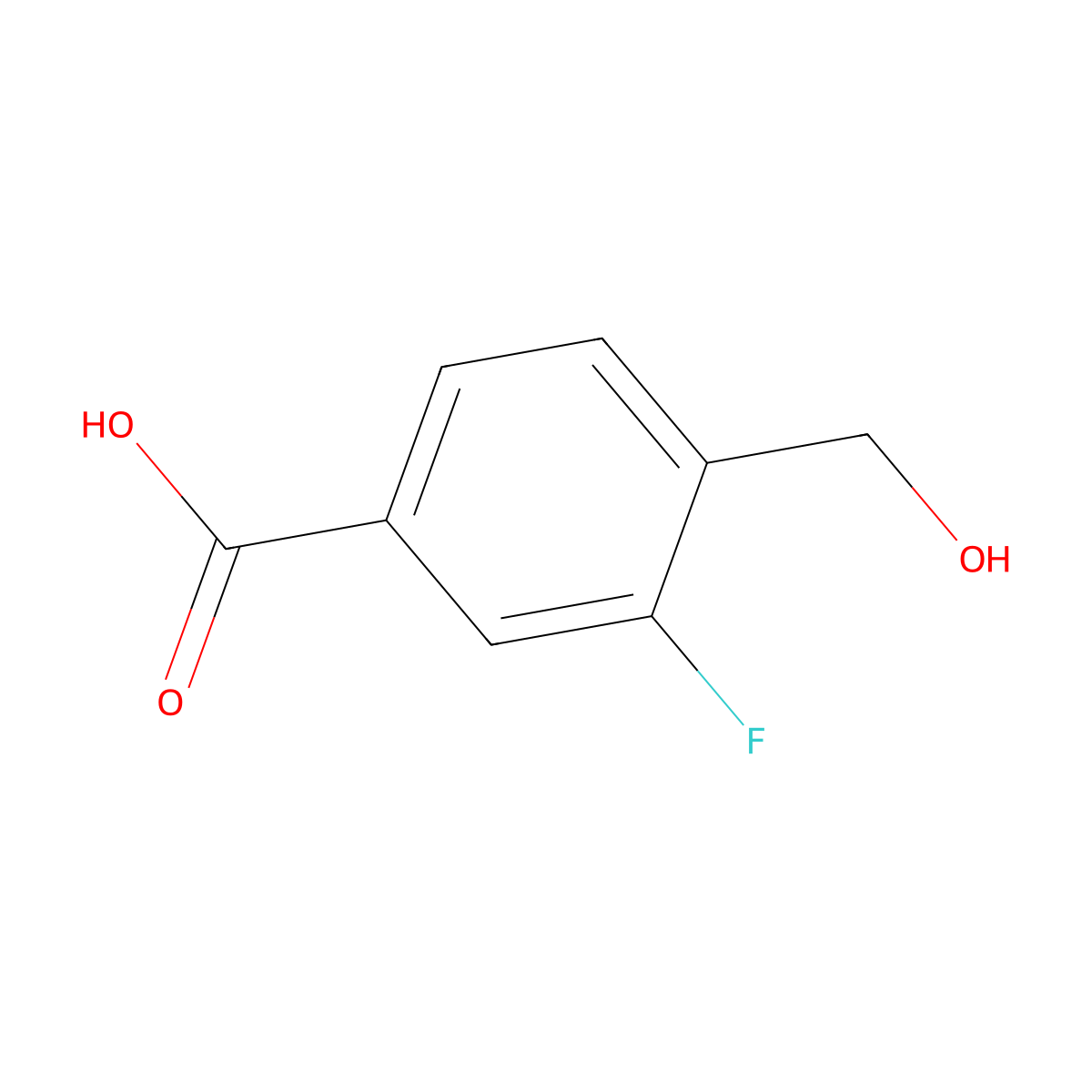 3-fluoro-4-(hydroxymethyl)benzoic Acid molecular structure, CAS 214554-16-2