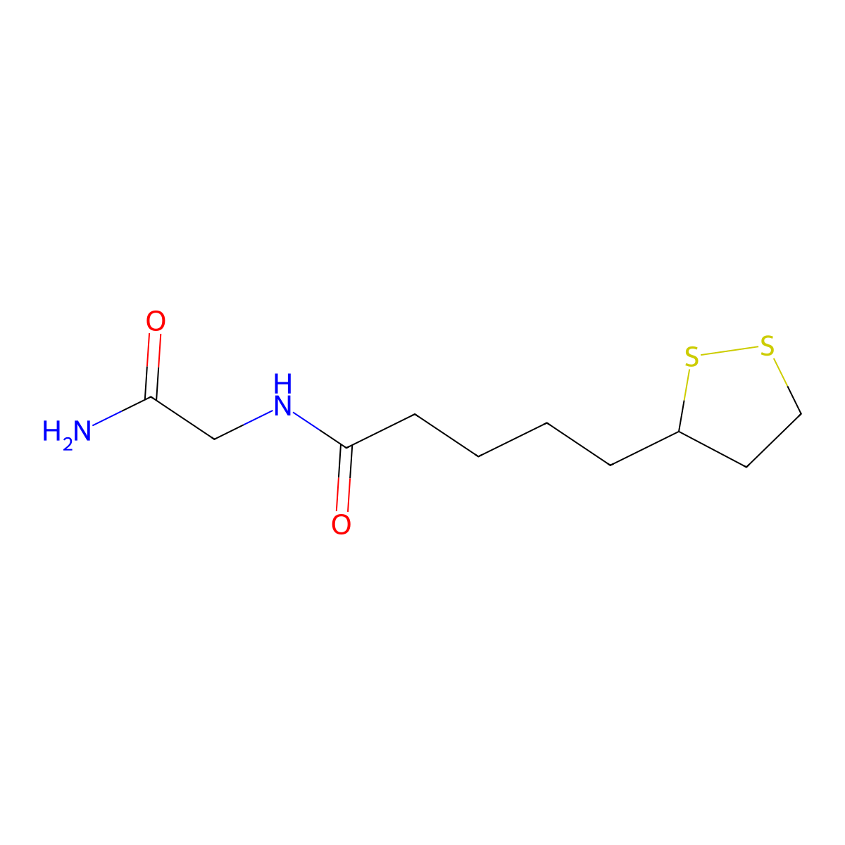 N-(2-Amino-2-oxoethyl)-1,2-dithiolane-3-pentanamide molecular structure, CAS 214555-73-4