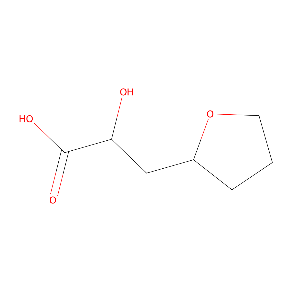 2-Hydroxy-3-(oxolan-2-yl)propanoic acid molecular structure, CAS 2145564-75-4