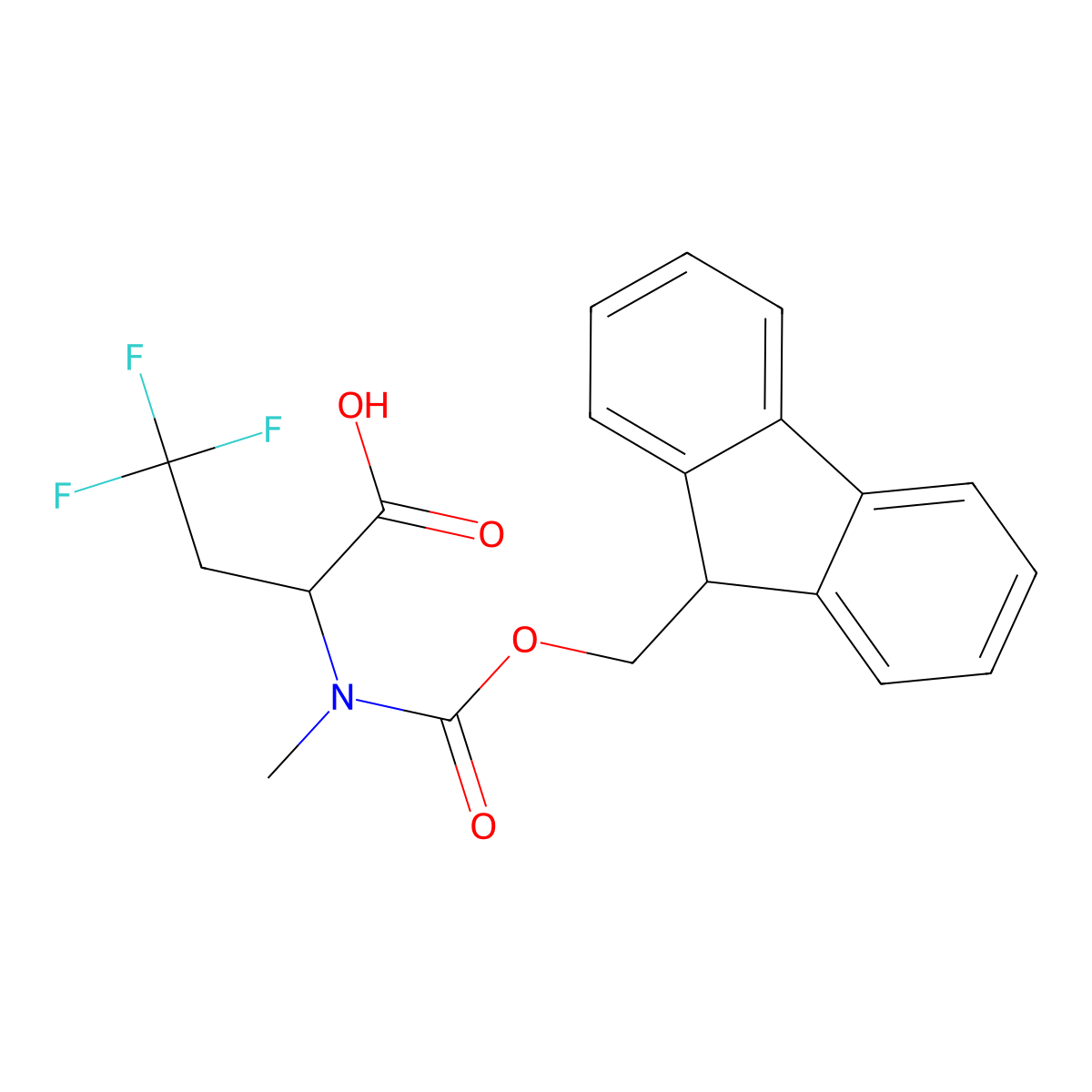 2-({[(9H-fluoren-9-yl)methoxy]carbonyl}(methyl)amino)-4,4,4-trifluorobutanoic acid molecular structure, CAS 2145573-04-0