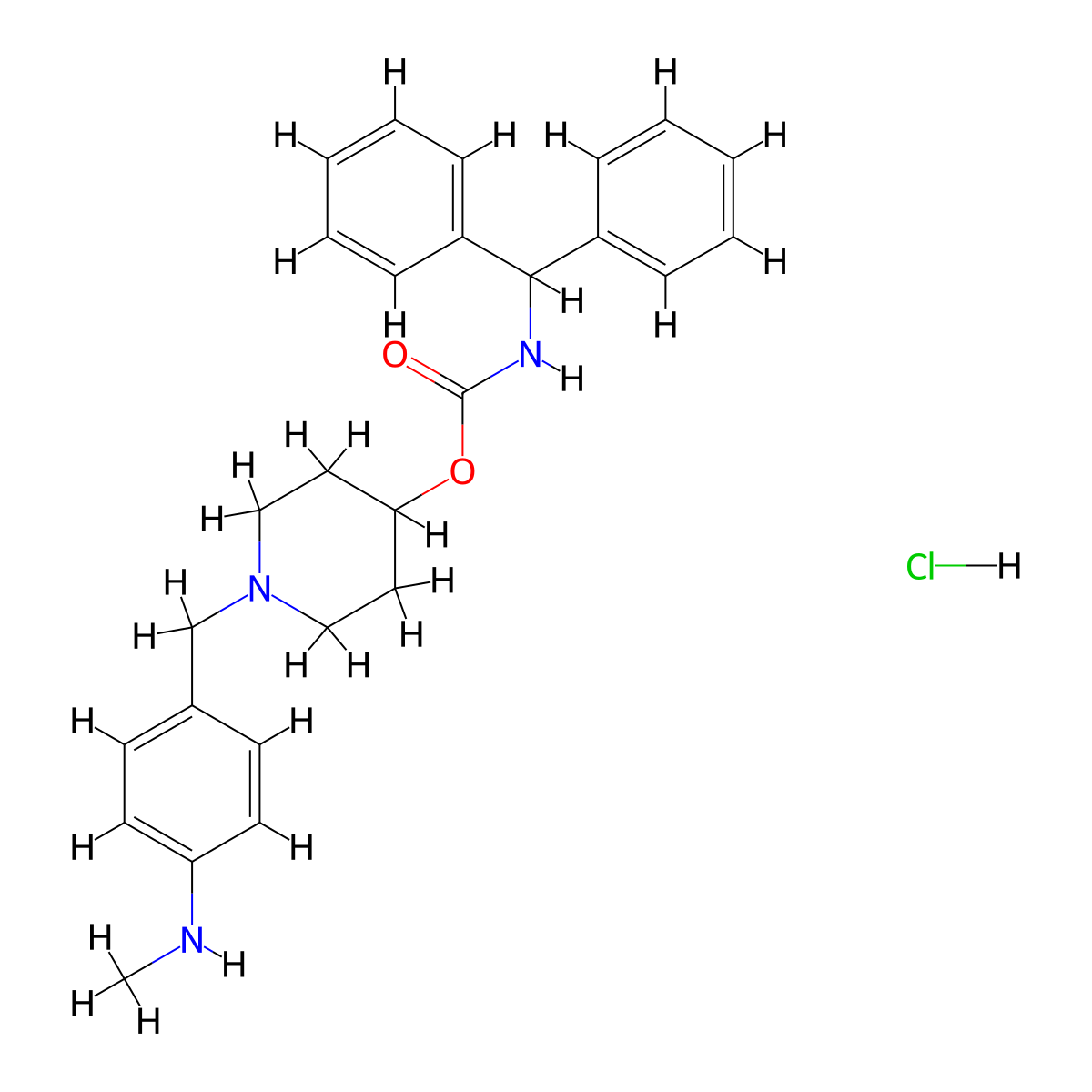 [1-[[4-(methylamino)phenyl]methyl]piperidin-4-yl] N-benzhydrylcarbamate;hydrochloride molecular structure, CAS 214558-72-2