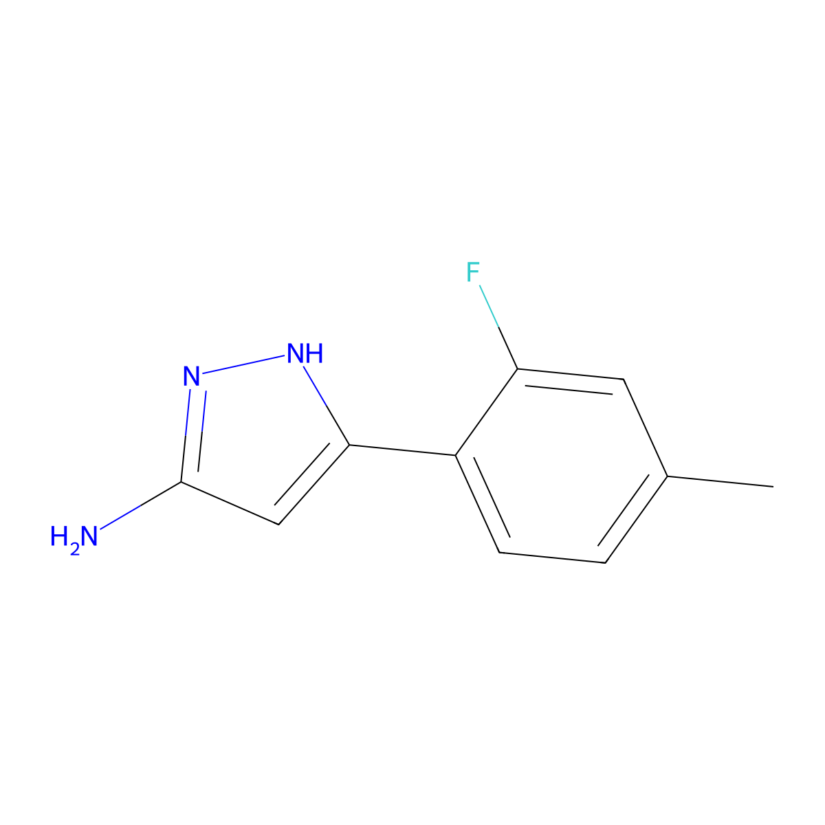 5-(2-fluoro-4-methylphenyl)-1H-pyrazol-3-amine molecular structure, CAS 2145588-05-0