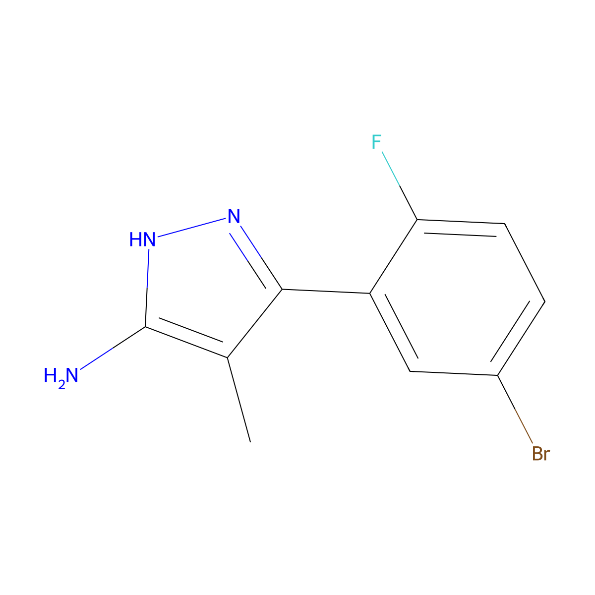 3-(5-Bromo-2-fluorophenyl)-4-methyl-1h-pyrazol-5-amine molecular structure, CAS 2145588-93-6