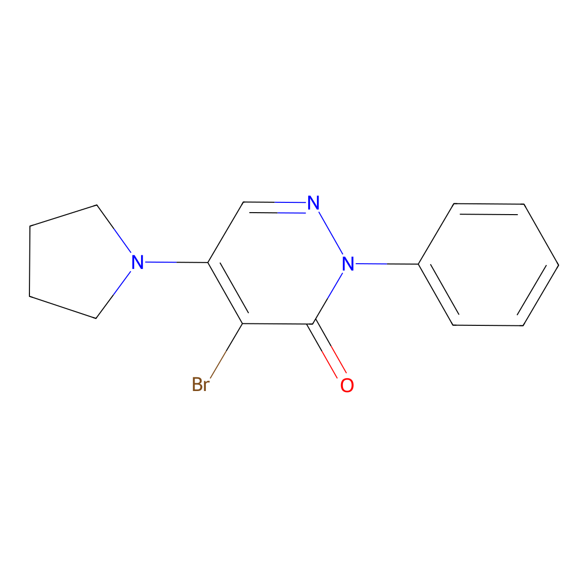 4-bromo-2-phenyl-5-(pyrrolidin-1-yl)pyridazin-3(2H)-one molecular structure, CAS 21456-75-7