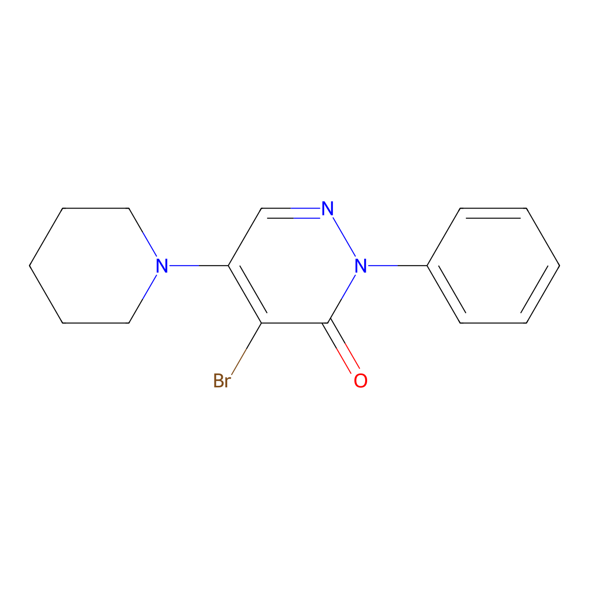 4-Bromo-2-phenyl-5-(1-piperidinyl)-3-pyridazinone molecular structure, CAS 21456-76-8