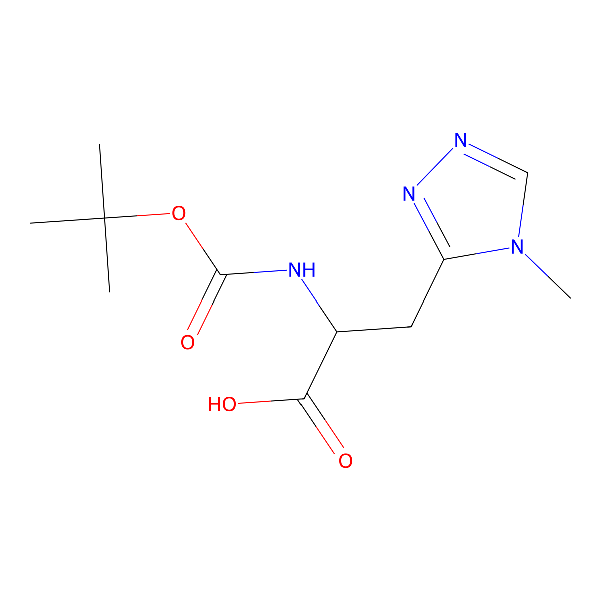 2-{[(tert-butoxy)carbonyl]amino}-3-(4-methyl-4H-1,2,4-triazol-3-yl)propanoic acid molecular structure, CAS 2145624-02-6