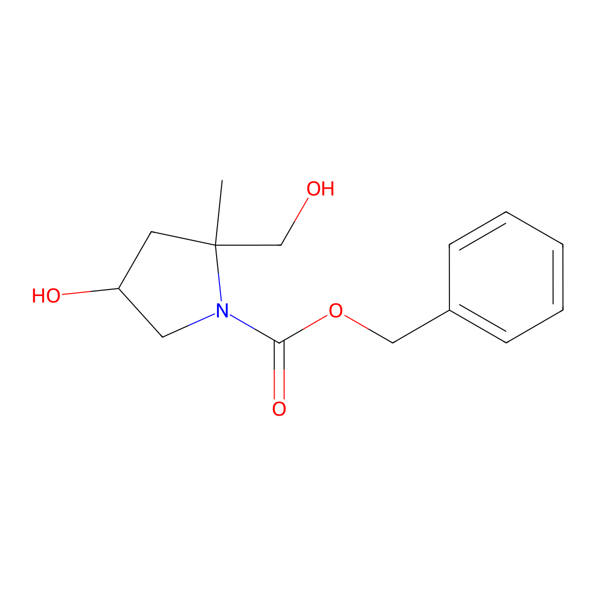 Benzyl 4-hydroxy-2-(hydroxymethyl)-2-methylpyrrolidine-1-carboxylate molecular structure, CAS 2145635-25-0
