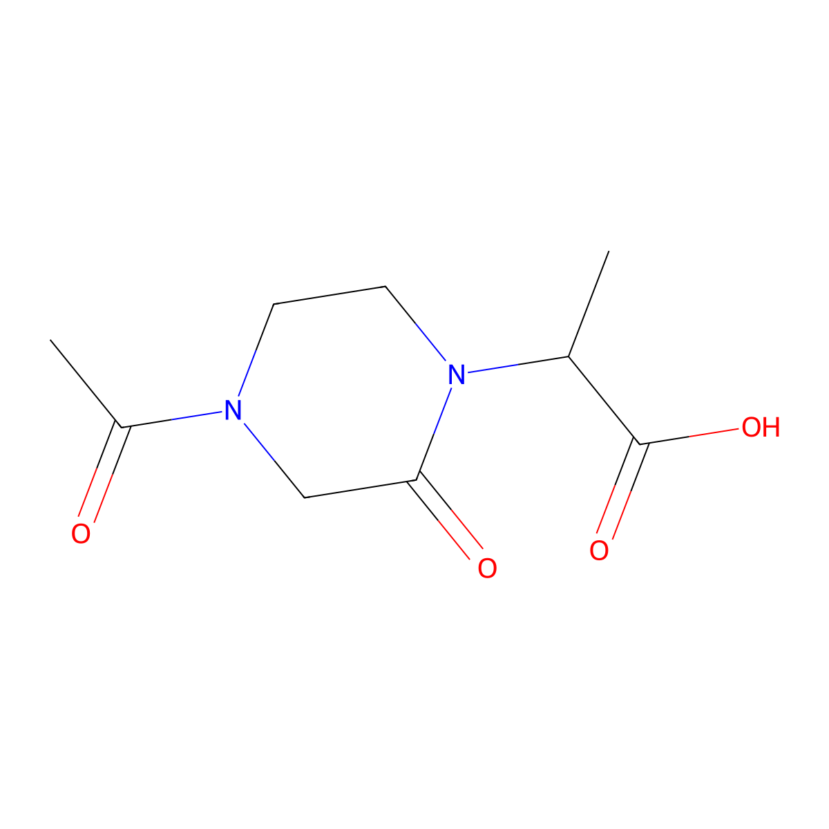 2-(4-Acetyl-2-oxopiperazin-1-yl)propanoic acid molecular structure, CAS 2145637-78-9