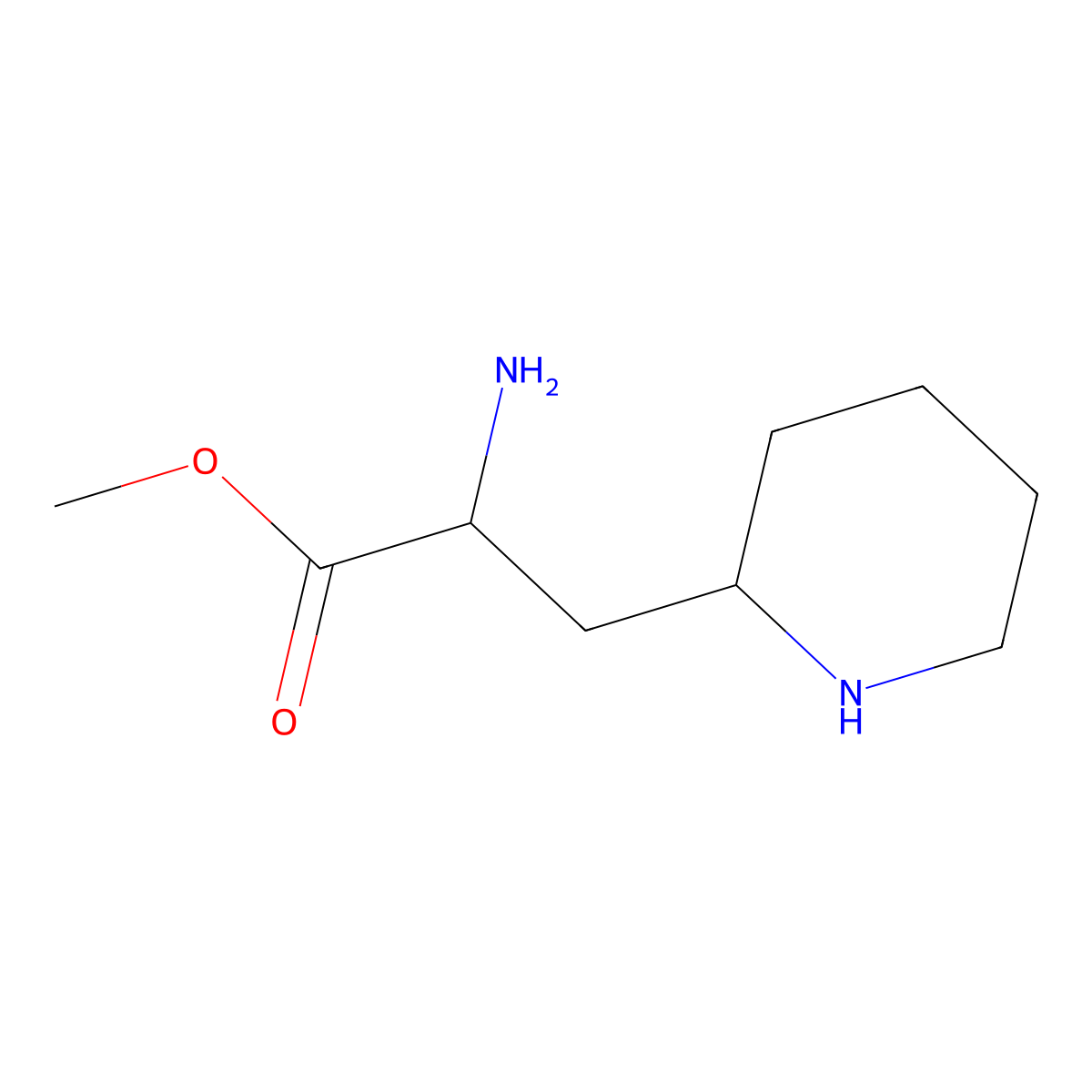 Methyl 2-amino-3-(piperidin-2-yl)propanoate molecular structure, CAS 2145639-60-5