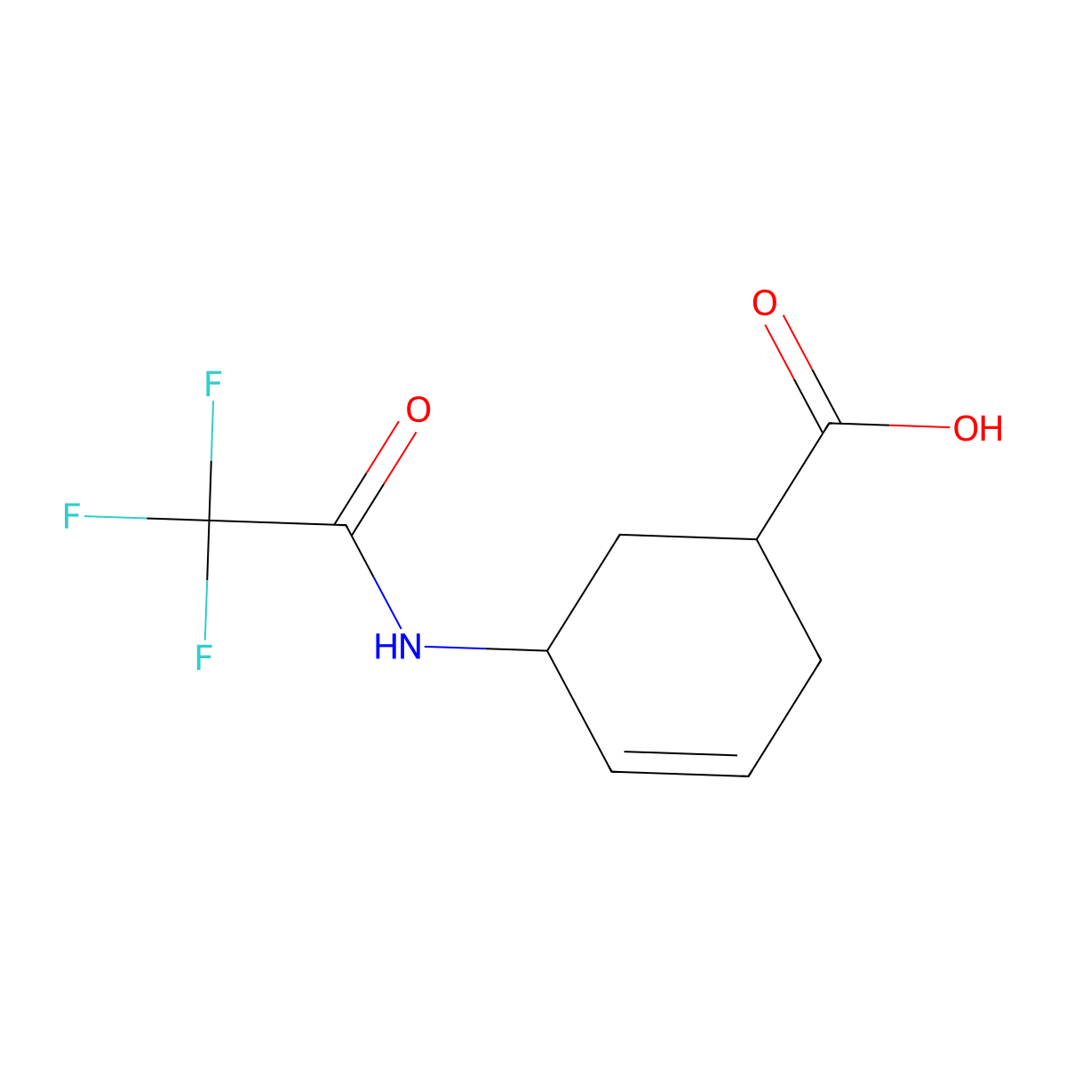 rac-(1R,5S)-5-(trifluoroacetamido)cyclohex-3-ene-1-carboxylic acid molecular structure, CAS 2145652-85-1