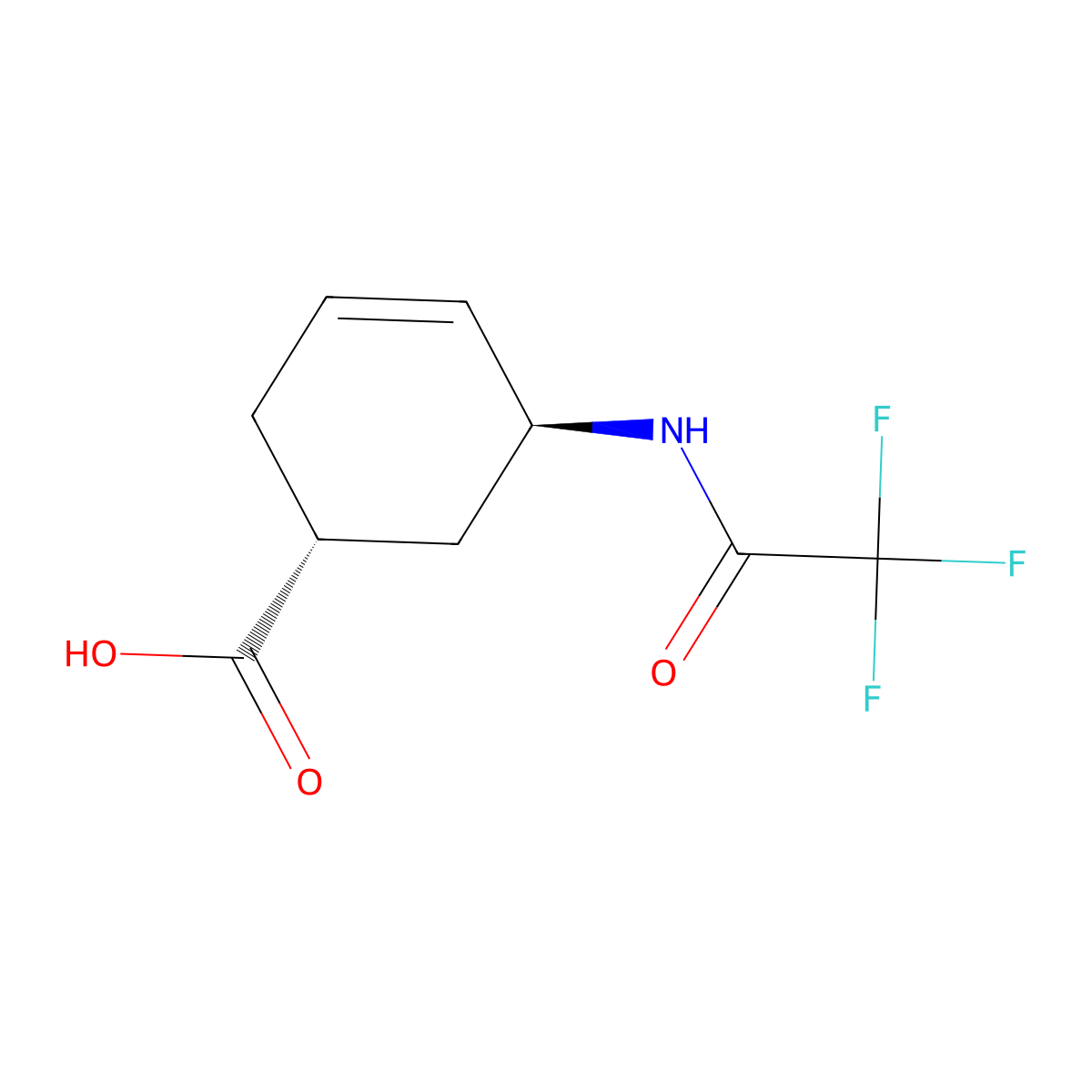 rac-(1R,5S)-5-(trifluoroacetamido)cyclohex-3-ene-1-carboxylic acid molecular structure, CAS 2145652-85-1