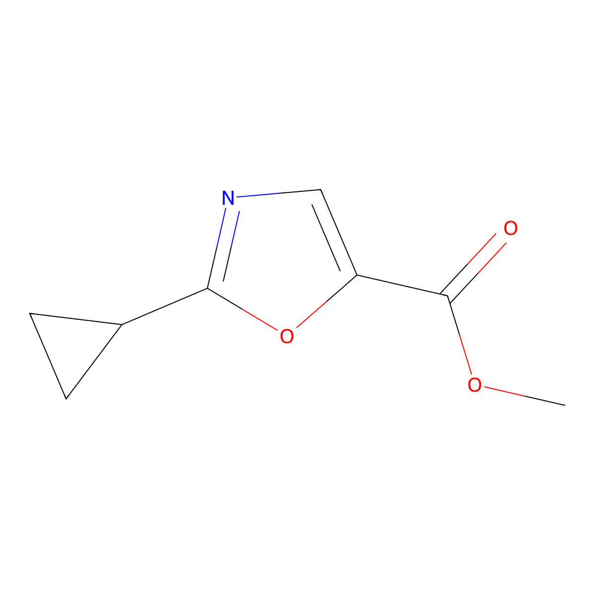 Methyl 2-cyclopropyloxazole-5-carboxylate molecular structure, CAS 2145725-44-4