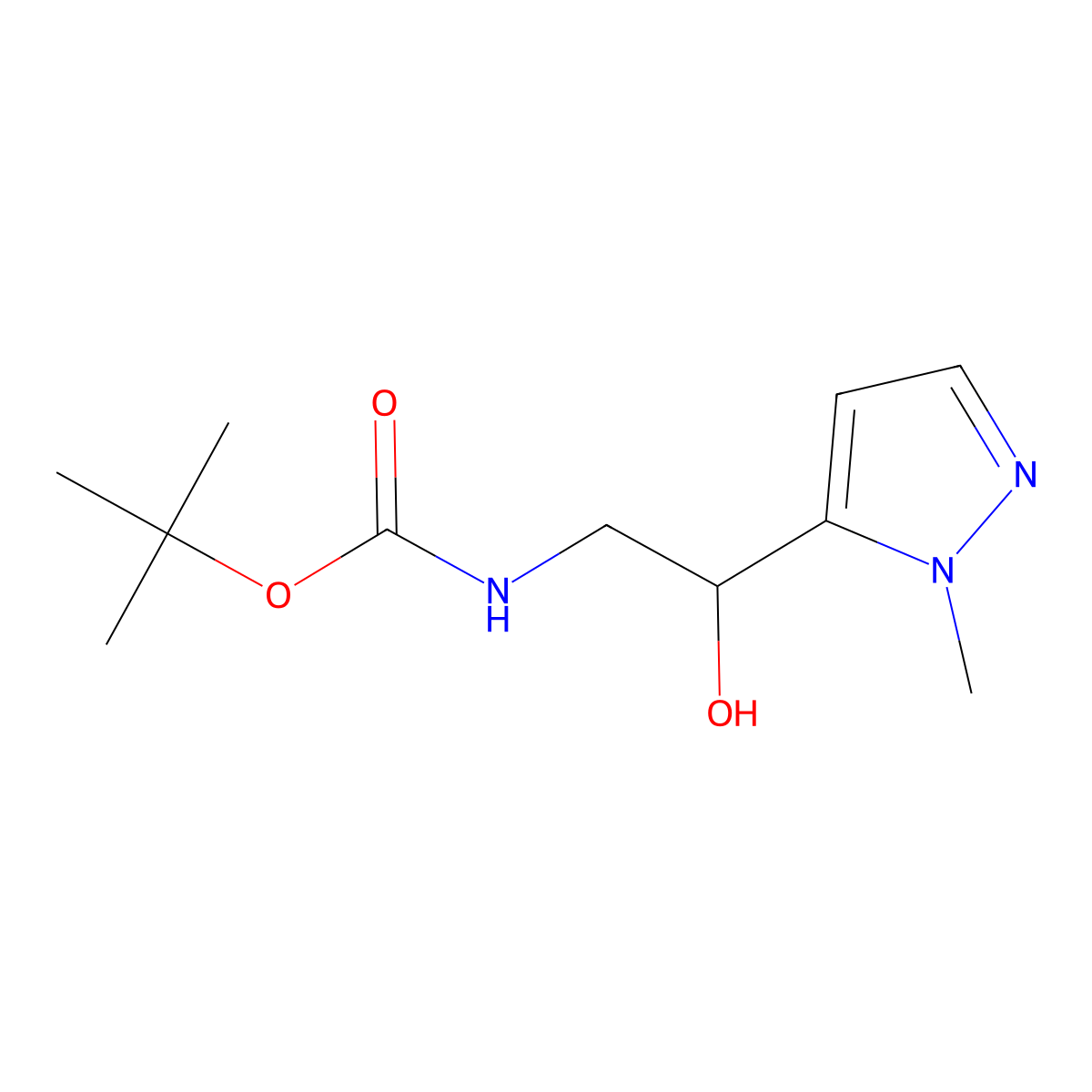 tert-butyl N-[2-hydroxy-2-(1-methyl-1H-pyrazol-5-yl)ethyl]carbamate molecular structure, CAS 2145784-75-2
