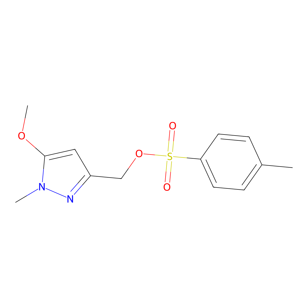 (5-methoxy-1-methyl-1H-pyrazol-3-yl)methyl 4-methylbenzene-1-sulfonate molecular structure, CAS 2145788-98-1