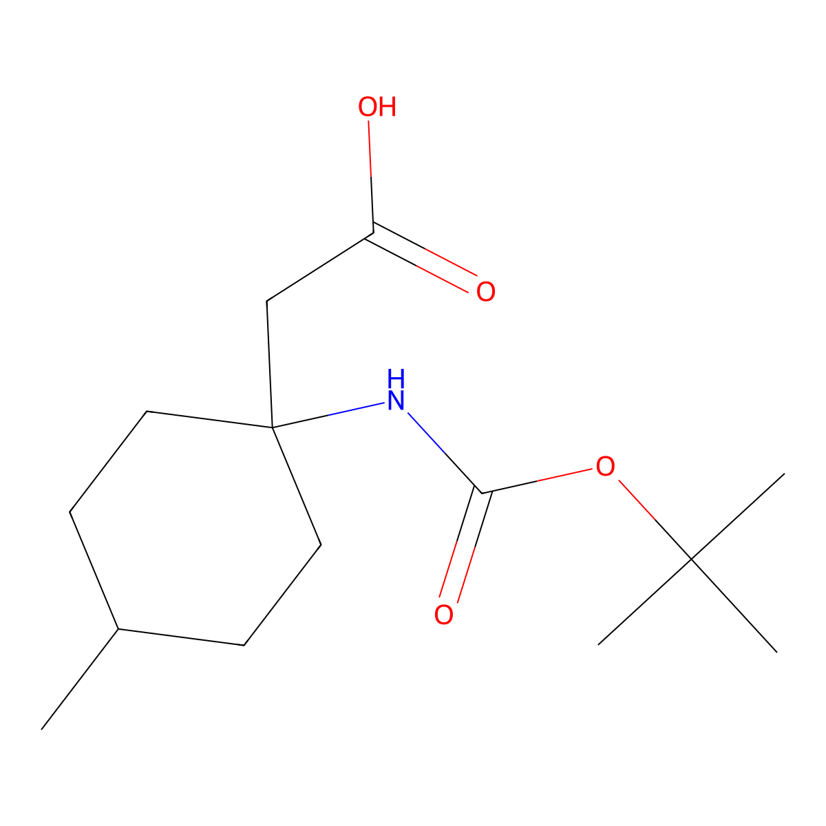 2-(1-{[(Tert-butoxy)carbonyl]amino}-4-methylcyclohexyl)acetic acid molecular structure, CAS 2145830-76-6