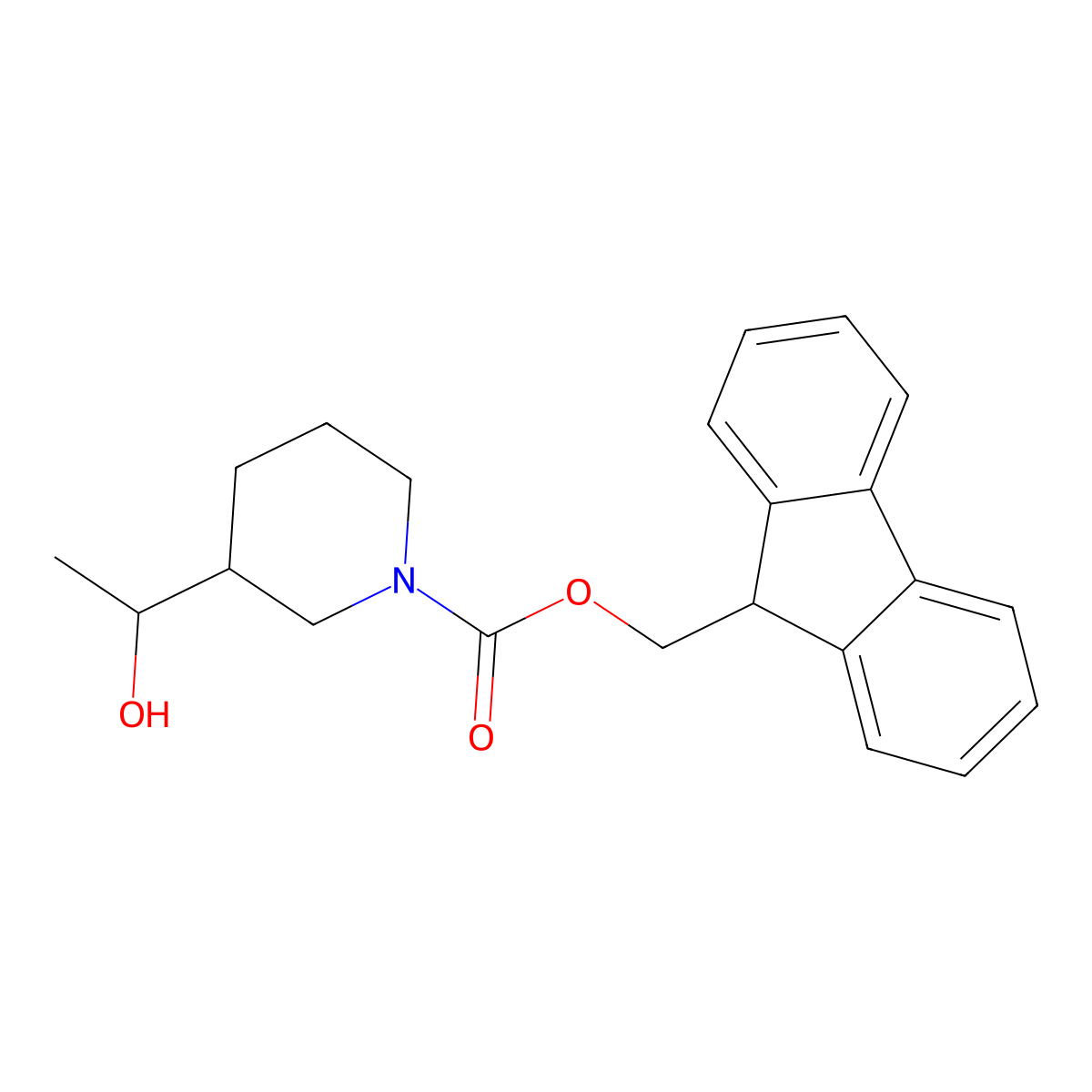 (9H-fluoren-9-yl)methyl 3-(1-hydroxyethyl)piperidine-1-carboxylate molecular structure, CAS 2145873-63-6