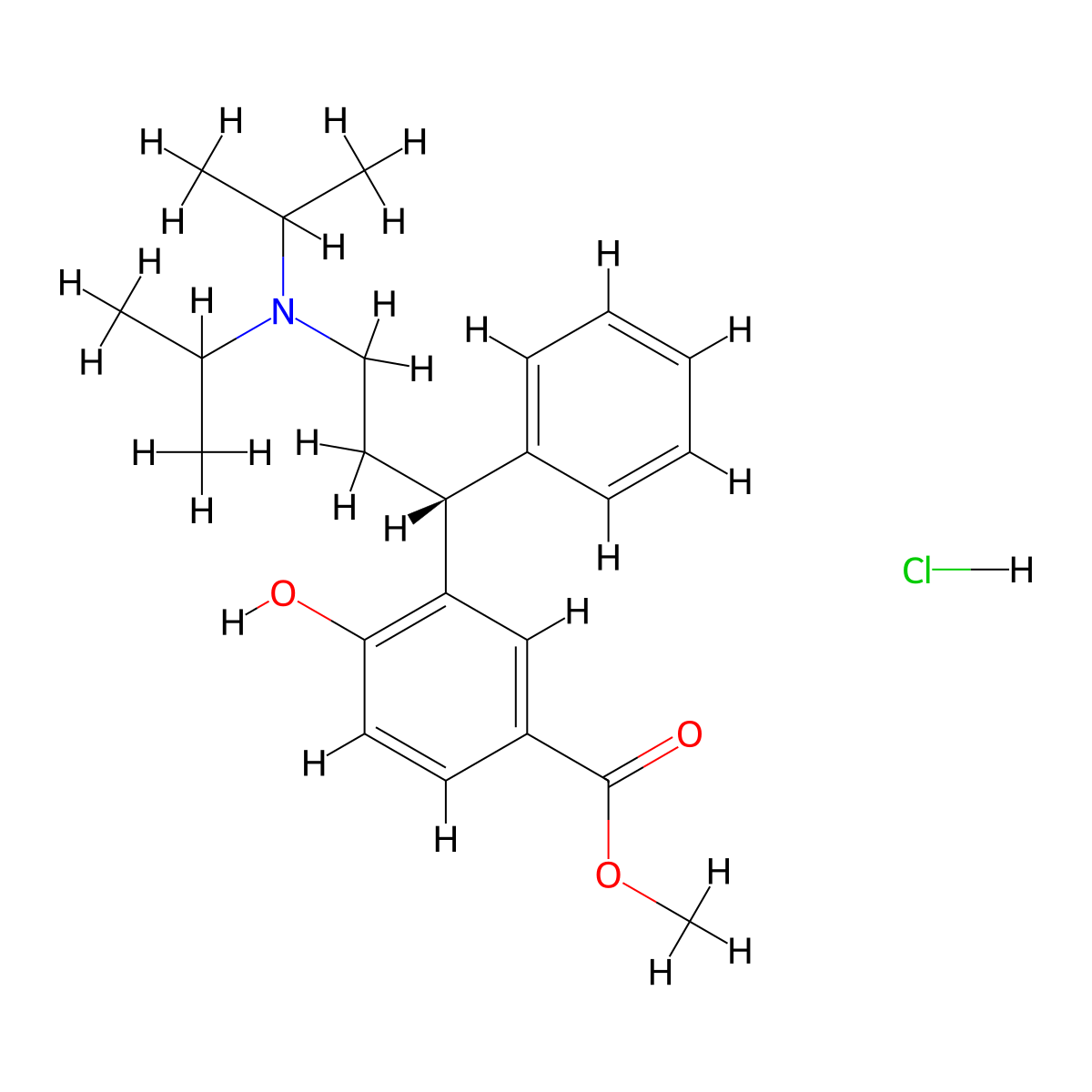 3-[(1R)-3-[Bis(1-methylethyl)amino]-1-phenylpropyl]-4-hydroxybenzoic acid methyl ester hydrochloride molecular structure, CAS 214600-45-0