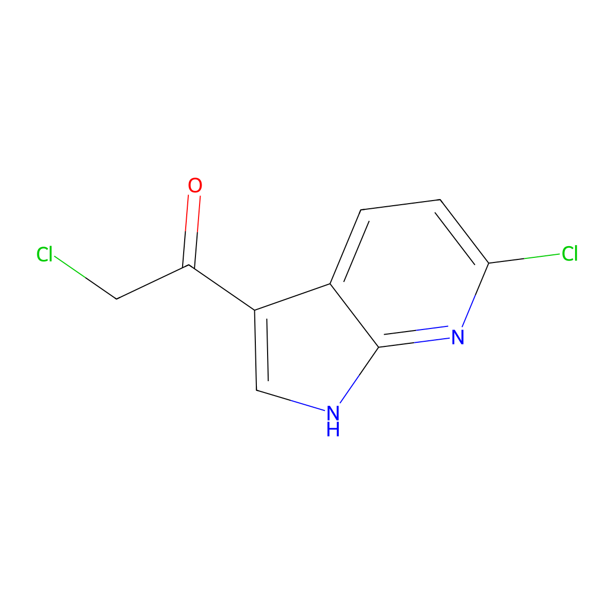 2-chloro-1-{6-chloro-1H-pyrrolo[2,3-b]pyridin-3-yl}ethan-1-one molecular structure, CAS 214603-94-8
