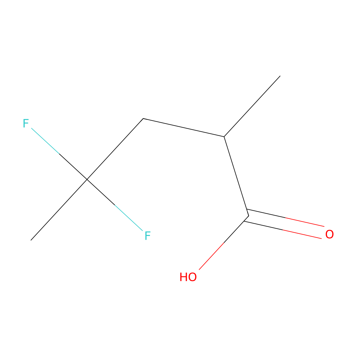 4,4-Difluoro-2-methylpentanoic acid molecular structure, CAS 2146063-63-8