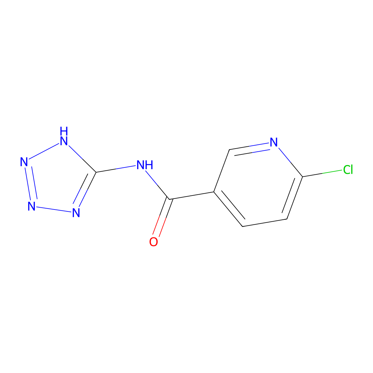6-chloro-N-(1H-1,2,3,4-tetrazol-5-yl)pyridine-3-carboxamide molecular structure, CAS 2146113-28-0