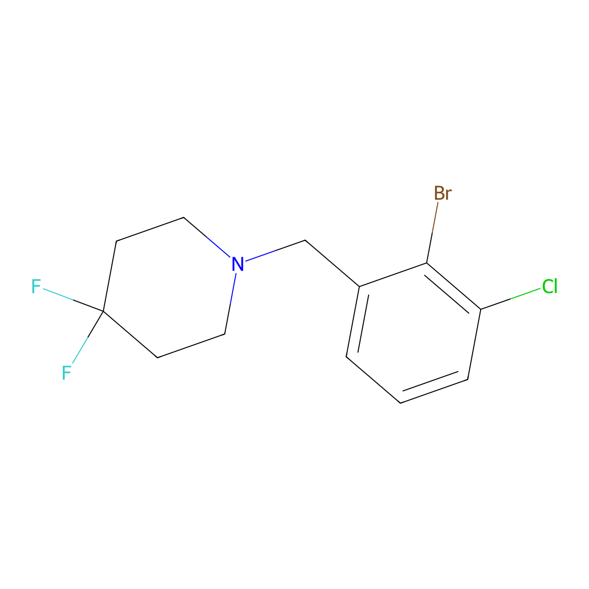 1-(2-Bromo-3-chlorobenzyl)-4,4-difluoropiperidine molecular structure, CAS 2146130-87-0