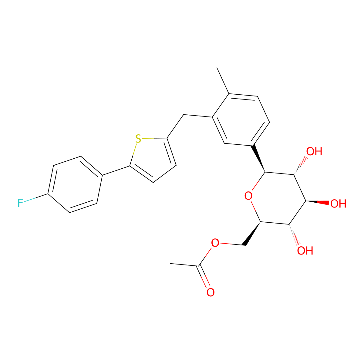 Canagliflozin monoacetyl impurity molecular structure, CAS 2146135-87-5