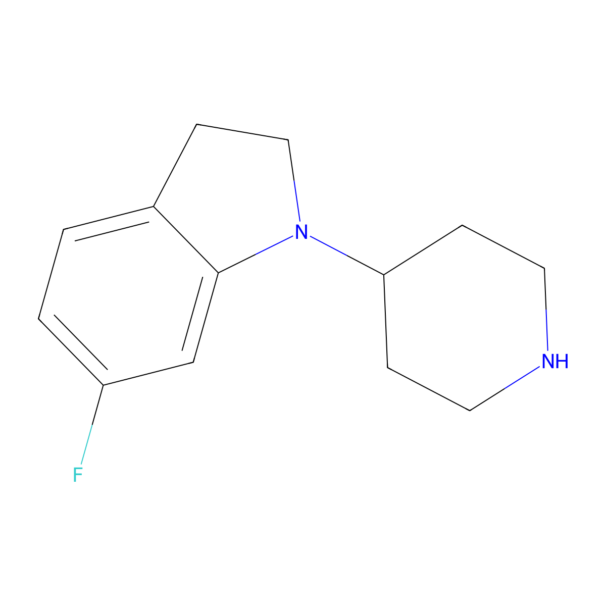 6-Fluoro-1-(piperidin-4-yl)indoline molecular structure, CAS 214614-91-2