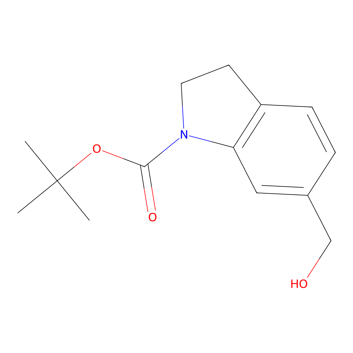 tert-butyl 6-(hydroxymethyl)-2,3-dihydro-1H-indole-1-carboxylate molecular structure, CAS 214614-98-9
