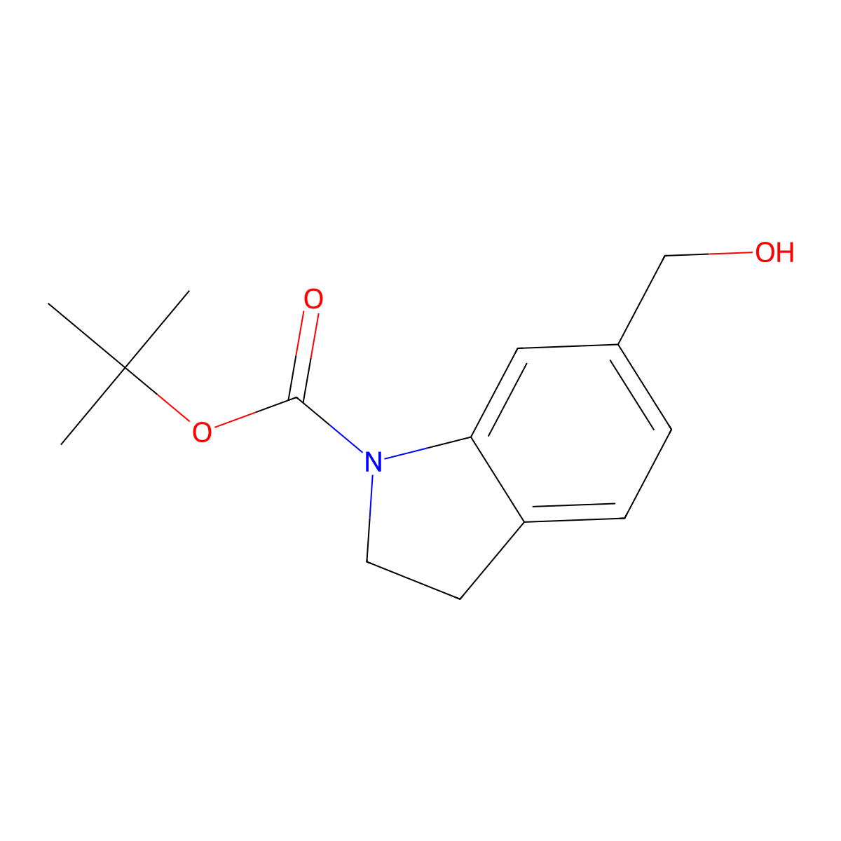 tert-butyl 6-(hydroxymethyl)-2,3-dihydro-1H-indole-1-carboxylate molecular structure, CAS 214614-98-9