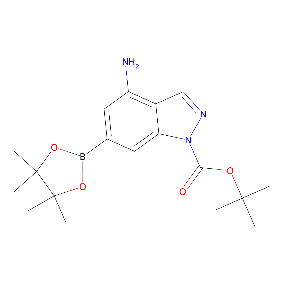 Tert-butyl 4-amino-6-(4,4,5,5-tetramethyl-1,3,2-dioxaborolan-2-YL)-1H-indazole-1-carboxylate molecular structure, CAS 2146177-44-6