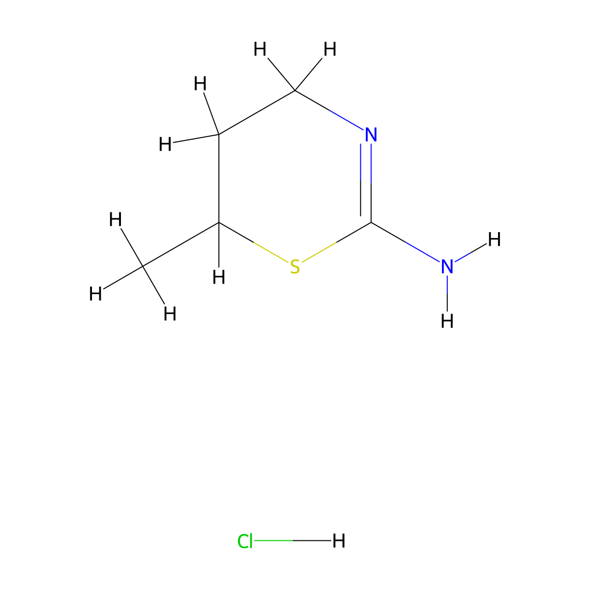 2-Amino-5,6-dihydro-6-methyl-4H-1,3-thiazine hydrochloride molecular structure, CAS 21463-31-0