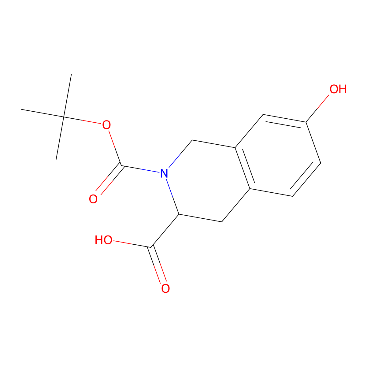 (3R)-2-((tert-butoxy)carbonyl)-7-hydroxy-1,2,3,4-tetrahydroisoquinoline-3-carboxylic acid molecular structure, CAS 214630-00-9